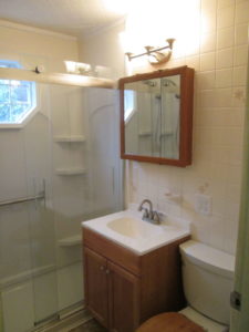 A complete handicapped bathroom renovations including safety hand rails on this property in Ferndale, PA.