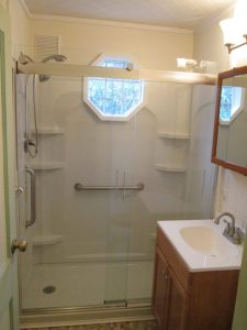 We built this handicapped accessible bathroom with shower for a client in Ferndale, PA.
