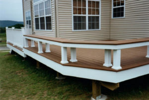 Composite Deck Project - Trex Select "Saddle" with bench in Center Valley, PA.