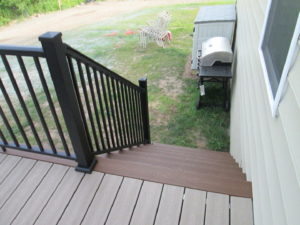 Afco brand black aluminum railing on deck in Spinnerstown, PA.