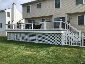 Trex Transcends deck with two-tone cocktail railing on Dublin, PA job.