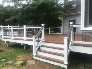 Trex Transcends deck Two tone with Trex cocktail railing located in Quakertown, PA