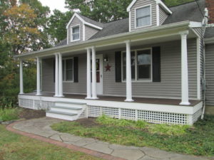 This porch project we replaced the turned column posts and Trex decking.