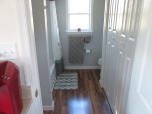 We constructed A bathroom floor using Pergo laminate flooring for this client in Perkasie, PA.