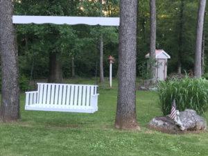 In Quakertown we built a bench swing with a decorative header.