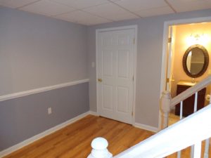 We finished this basement in Doylestown, PA and added a full bathroom.