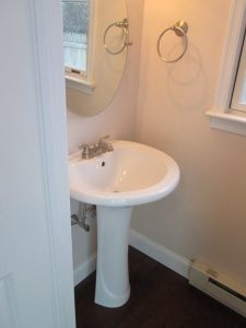 In Quakertown, PA we renovated this powder including this pedestal sink.