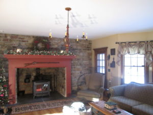 This is a fully functional walk-in fireplace with a colonial mantel built in a home in Quakertown, PA.