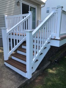 We built this Trex deck with standard T-railing on a home in Trumbauersville, PA.