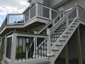 We added Low voltage stairs accent lighting to this deck we built.