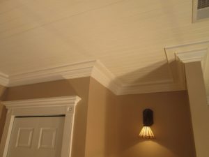 A beaded board ceiling and crown molding we did in Quakertown, PA.