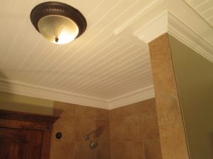 A beaded board ceiling and crown molding we did in Quakertown, PA.