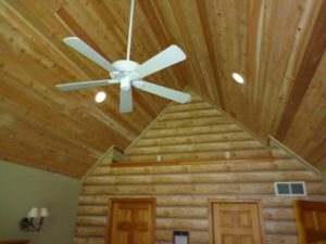 A vaulted cedar ceiling with rustic accents for a client in Upper Black Eddy, PA.