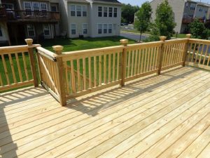 A a pressure treated deck job we built in we built in Quakertown, PA with decorative railing and locking gate.