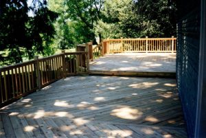 Image of A cedar deck project with herring-bone style construction built in Quakertown, PA.
