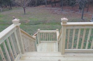 Pressure treated deck with decorative posts located in Richlandtown, PA