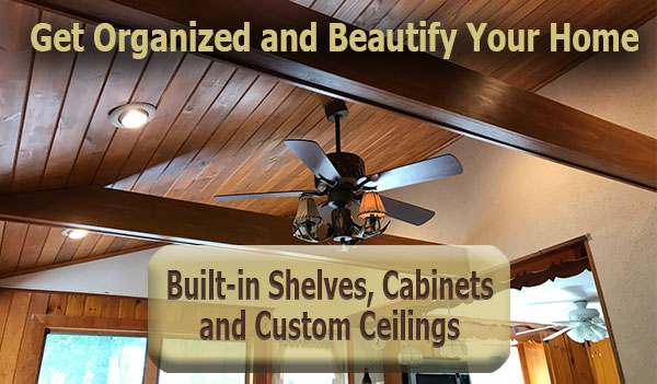 Custom Ceiling with Built-in Shelves, Cabinets and Basement Renovations in Upper Bucks County